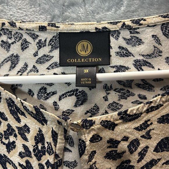 JM Collection Cheetah Animal Print Flowy Sleeves Top Blouse Size 3X - Picture 2 of 9